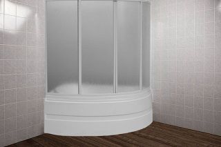 Шторка на ванну Bas Алегра L 1500х1000  (4 ств. стекло) левая